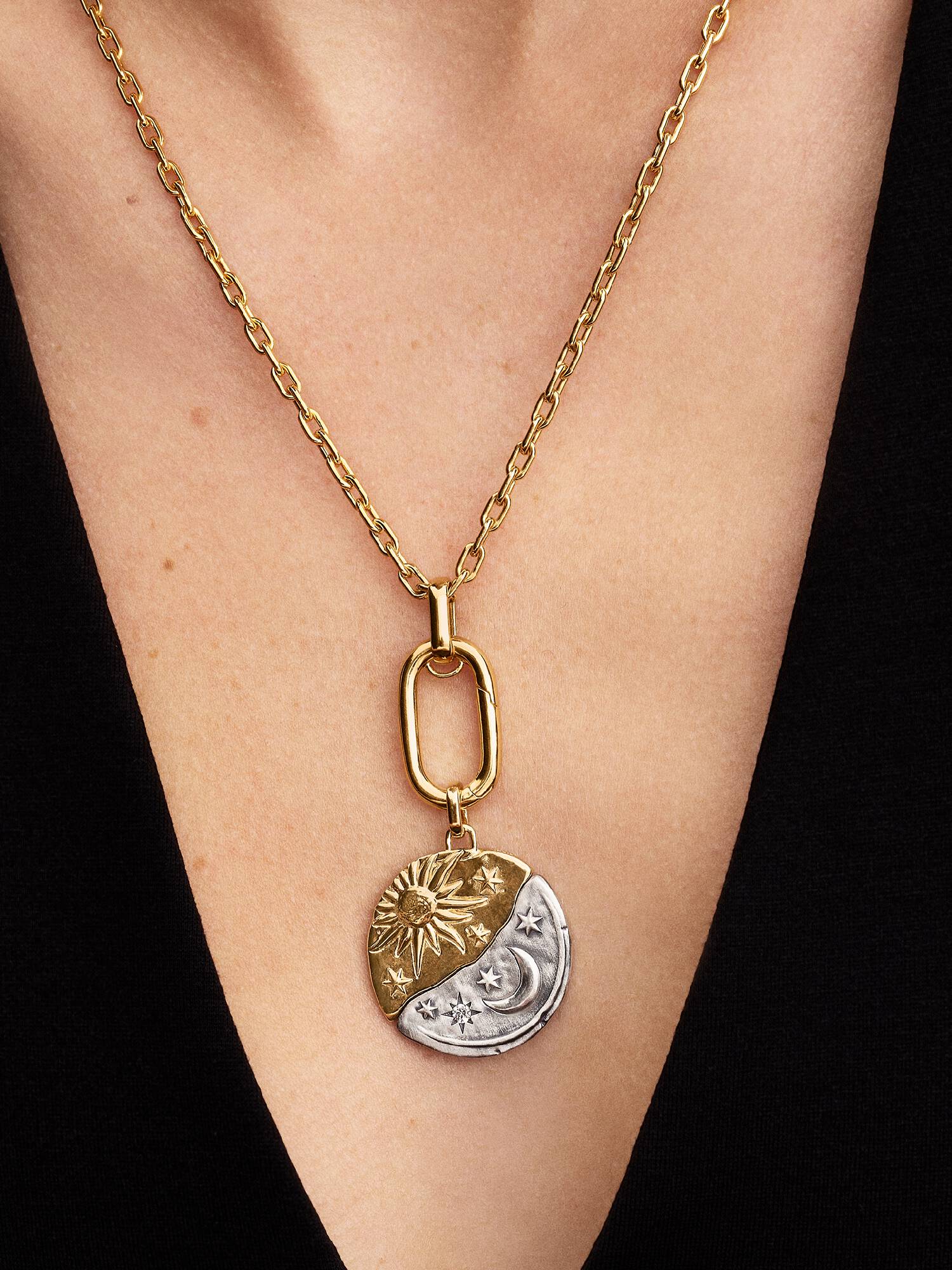 Charm Medallion XL Sole e Luna "Per Aspera Ad Astra"