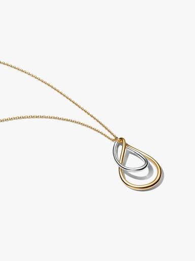 Collana Doppi Cerchi Linea Sinuosa Bicolore