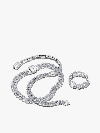 Set Bracciali e Anello Maglia Cubana