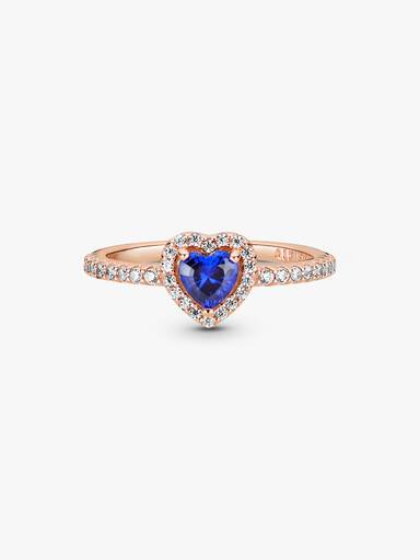 Anello Cuore in Rilievo Blu