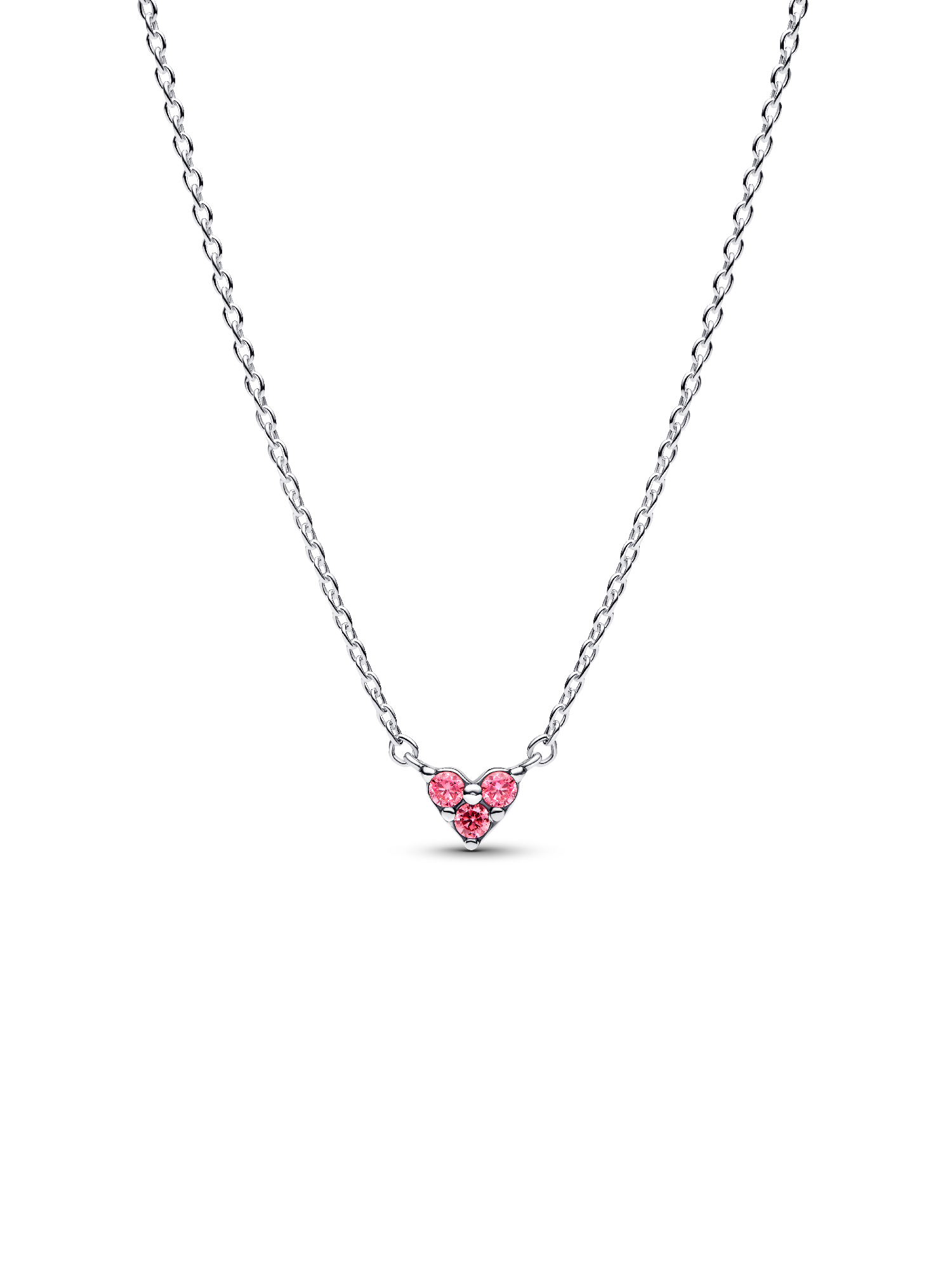 Collana Cuore con Tre Pietre Rosa