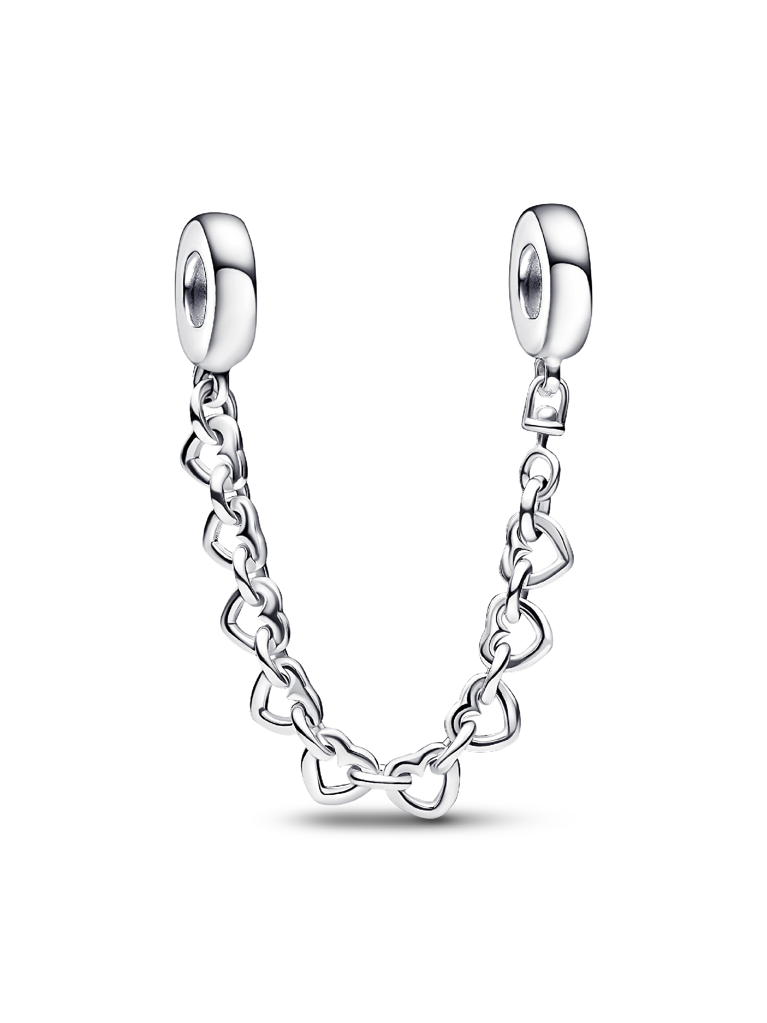 PANDORA Signature Catene di sicurezza con logo in argento Sterling con zirconia cubica trasparente e impugnatura in silicone : Pandora
