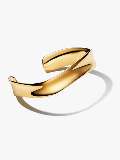 Bracciale Aperto Fascia Larga Linea Sinuosa