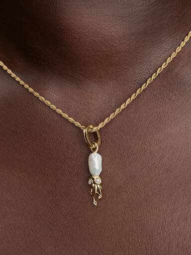 Charm Pendente Calamaro con Perla Barocca d’Acqua Dolce Coltivata