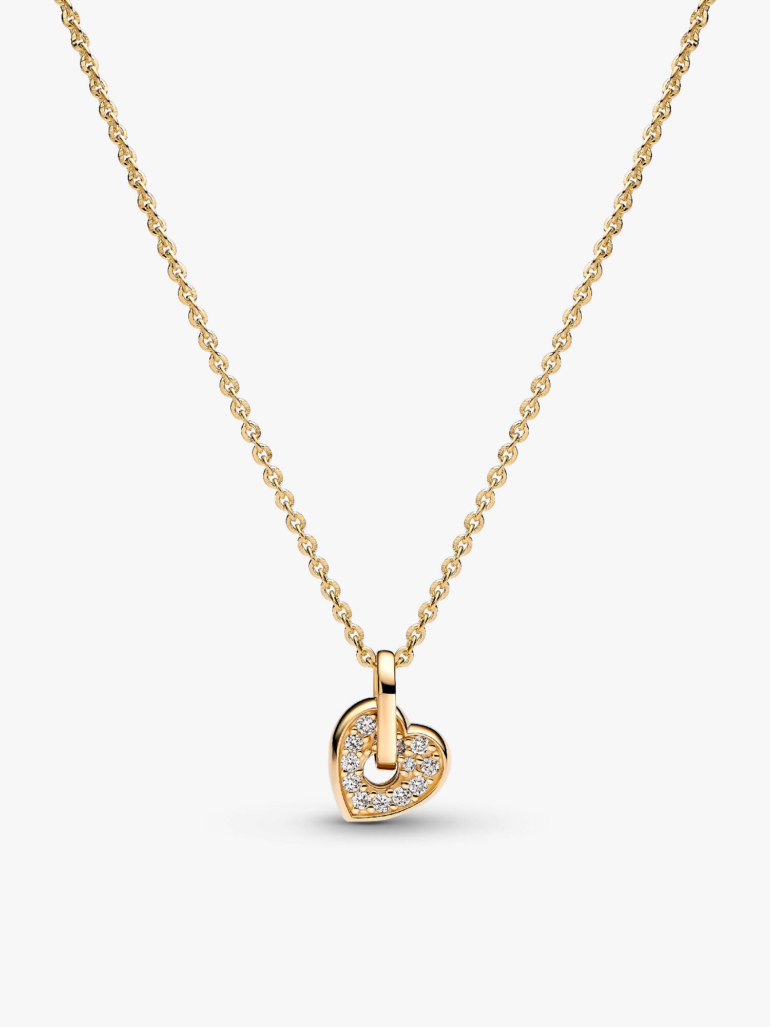 Collana Talisman Cuore in oro 14k con pavé di diamanti creati in laboratorio