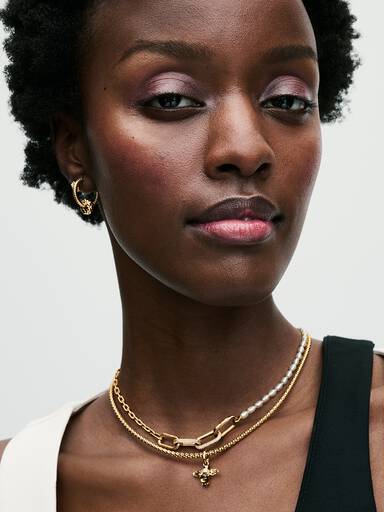 Collana Maglia Geometrica con Chiusura Moschettone a Cuore