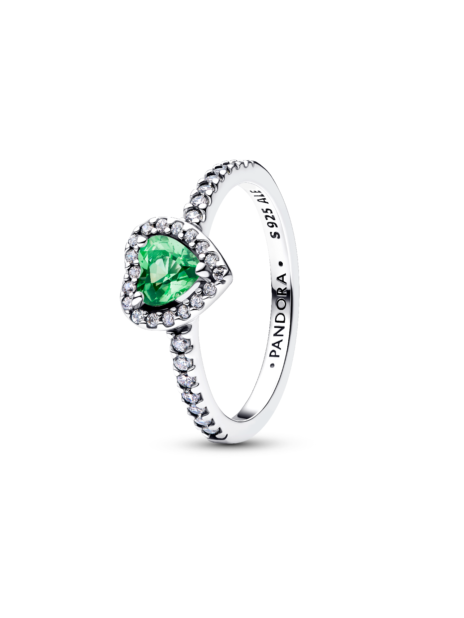 Anello Cuore in Rilievo Verde Chiaro