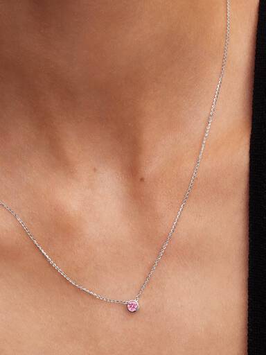 Collana Era Bezel con diamante creato in laboratorio rosa