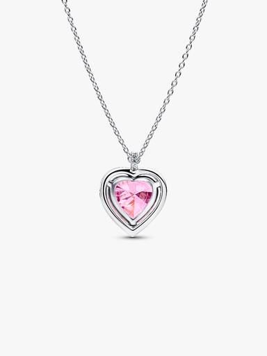 Collana Cuore in Rilievo Rosa Grande