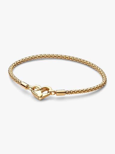 Bracciale Maglia Geometrica con Chiusura Moschettone a Cuore