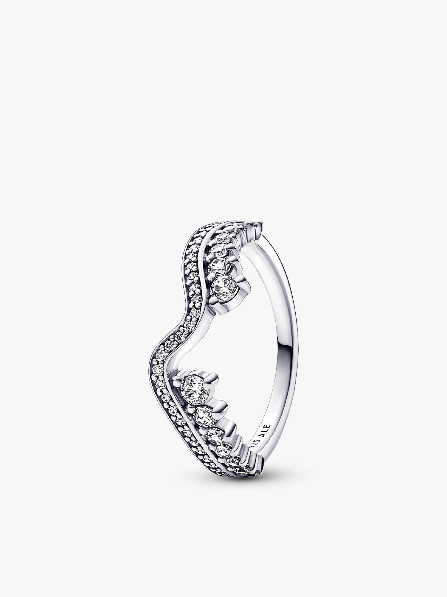 Anello Onda Asimmetrica Pietre Luminose