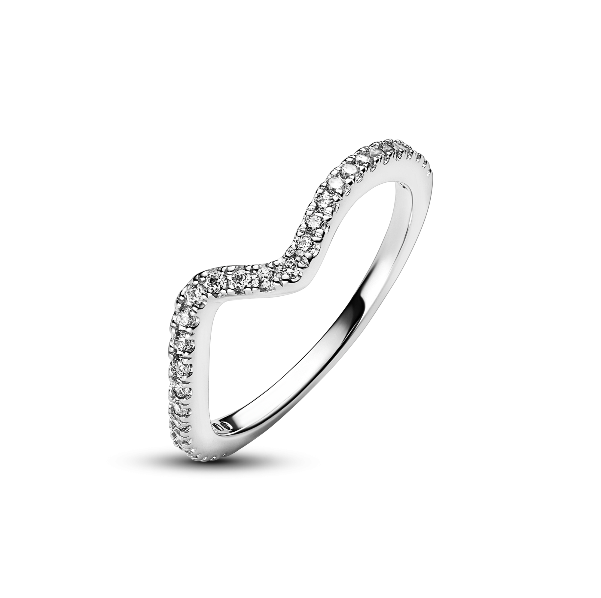 Pandora Anello Onda Pietre Luminose - Argento