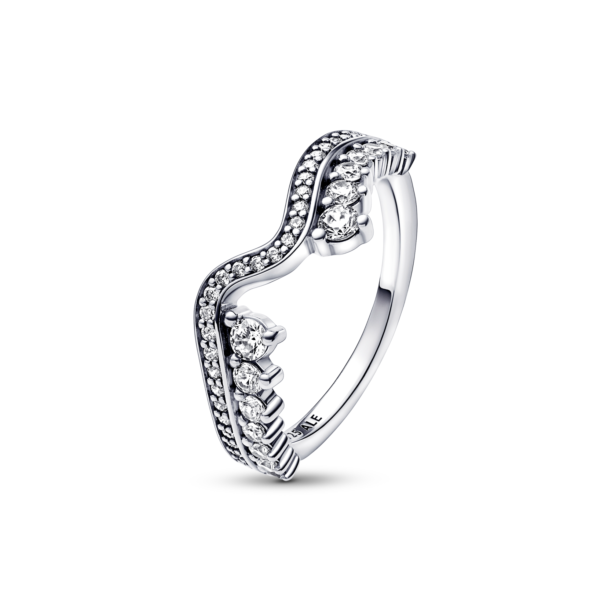 Pandora Anello Onda Asimmetrica Pietre Luminose