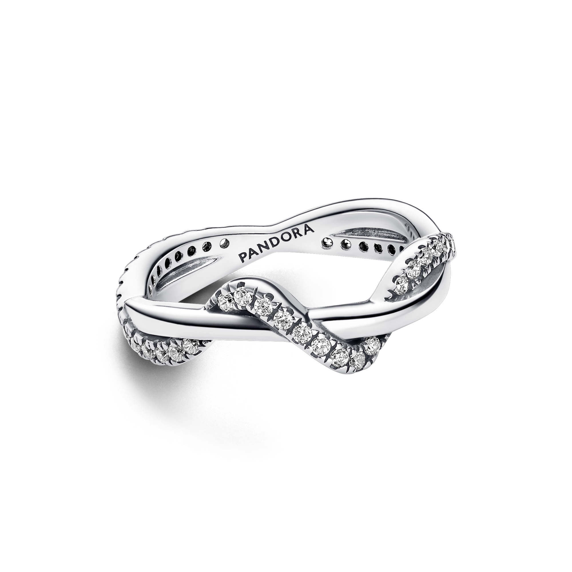 Pandora Anello Onda Intreccio Luminoso - Argento