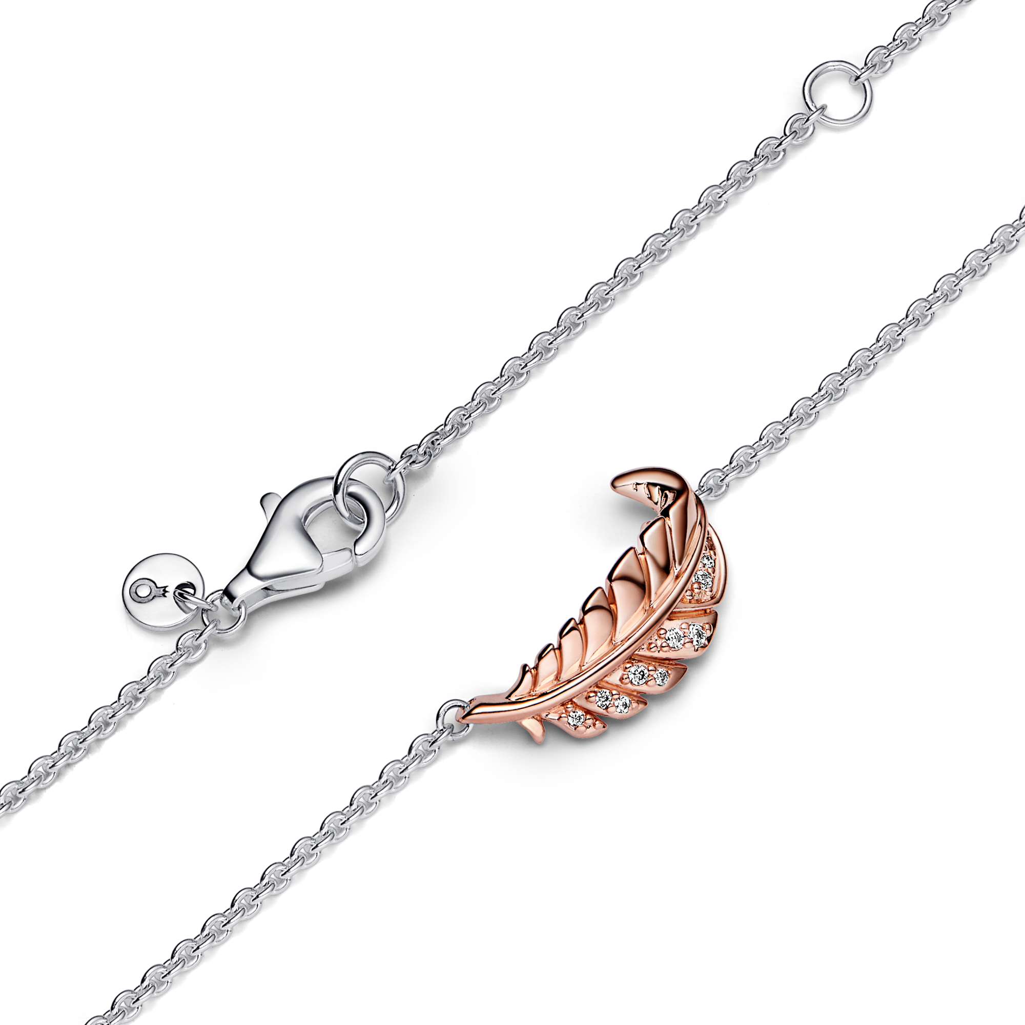 Pandora Collana Piuma con Pietre - Argento