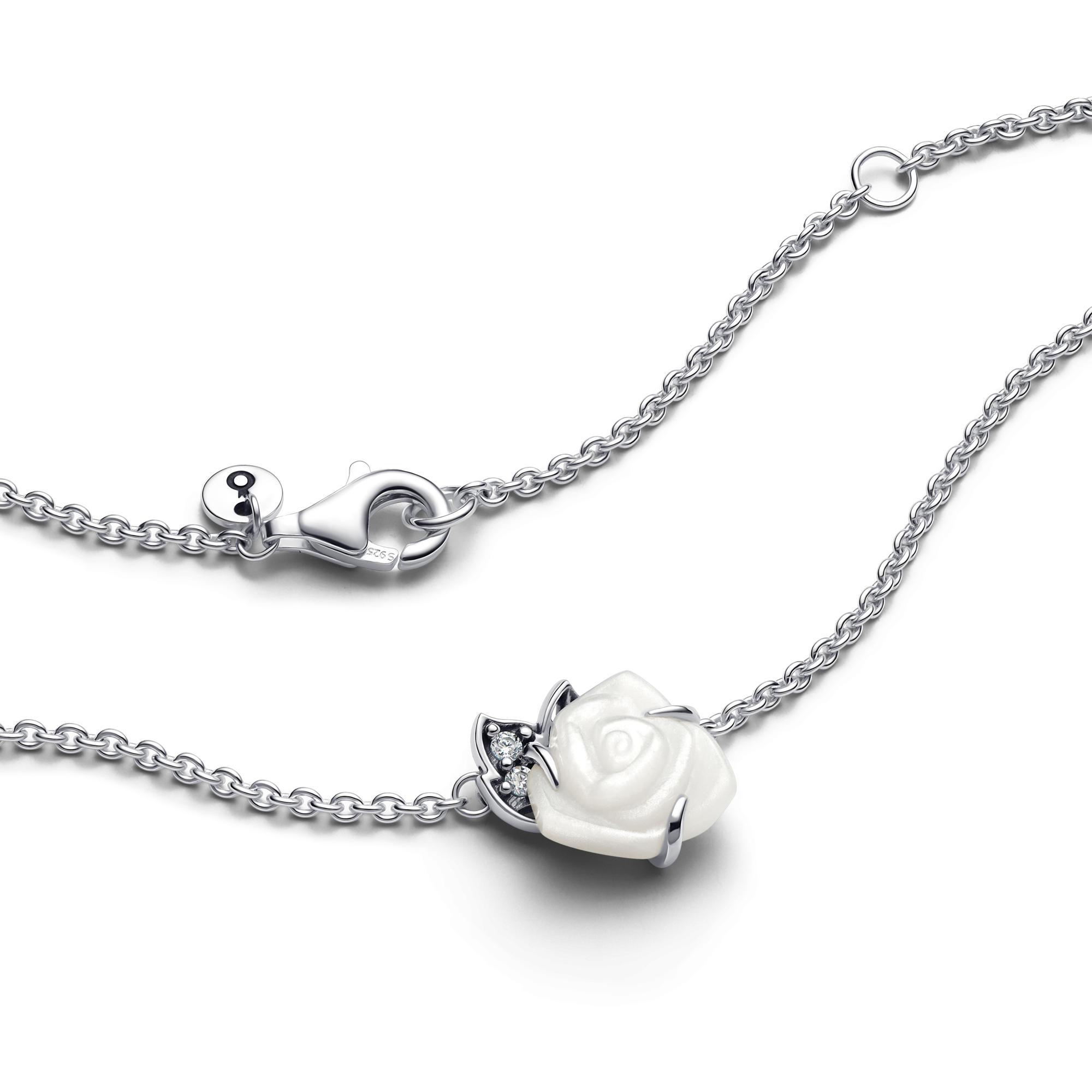 Pandora Collana Rosa Bianca - Argento Sterling 925...