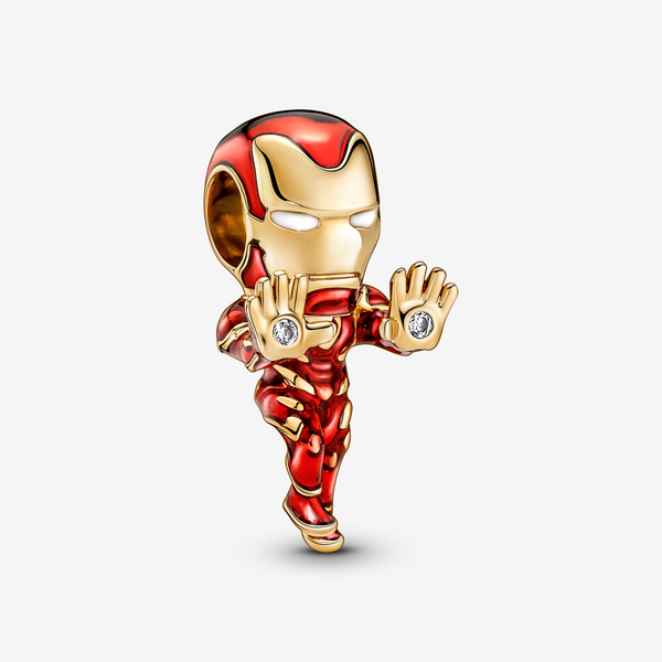 Pandora Marvel, Avengers, Iron Man - Smalto / Esclusiva lega metallica con placcatura in Oro 14K / Zirconia cubica / Rosso