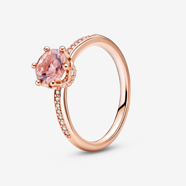 Pandora Anello Corona rosa Scintillante - Esclusiva lega metallica con placcatura in Oro rosa 14K / Mix di pietre / Rosa - Sz. 48