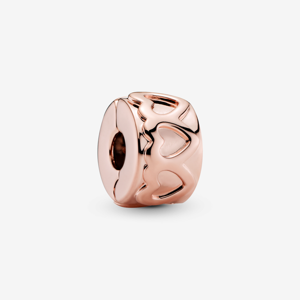 Pandora Clip Fascia di cuori - Esclusiva lega metallica con placcatura in Oro rosa 14K