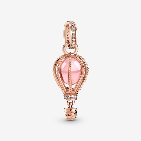 Pandora Charm Pendente Mongolfiera Rosa - Esclusiva lega metallica con placcatura in Oro rosa 14K / Mix di pietre / Rosa