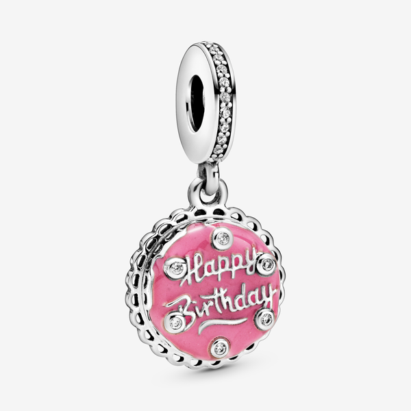 Pandora Charm Pendente Torta di Compleanno Rosa - Smalto / Argento Sterling 925 / Zirconia cubica / Rosa