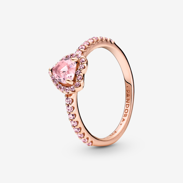 Pandora Anello Cuore in Rilievo Rosa - Esclusiva lega metallica con placcatura in Oro rosa 14K / Mix di pietre / Rosa - Sz. 60