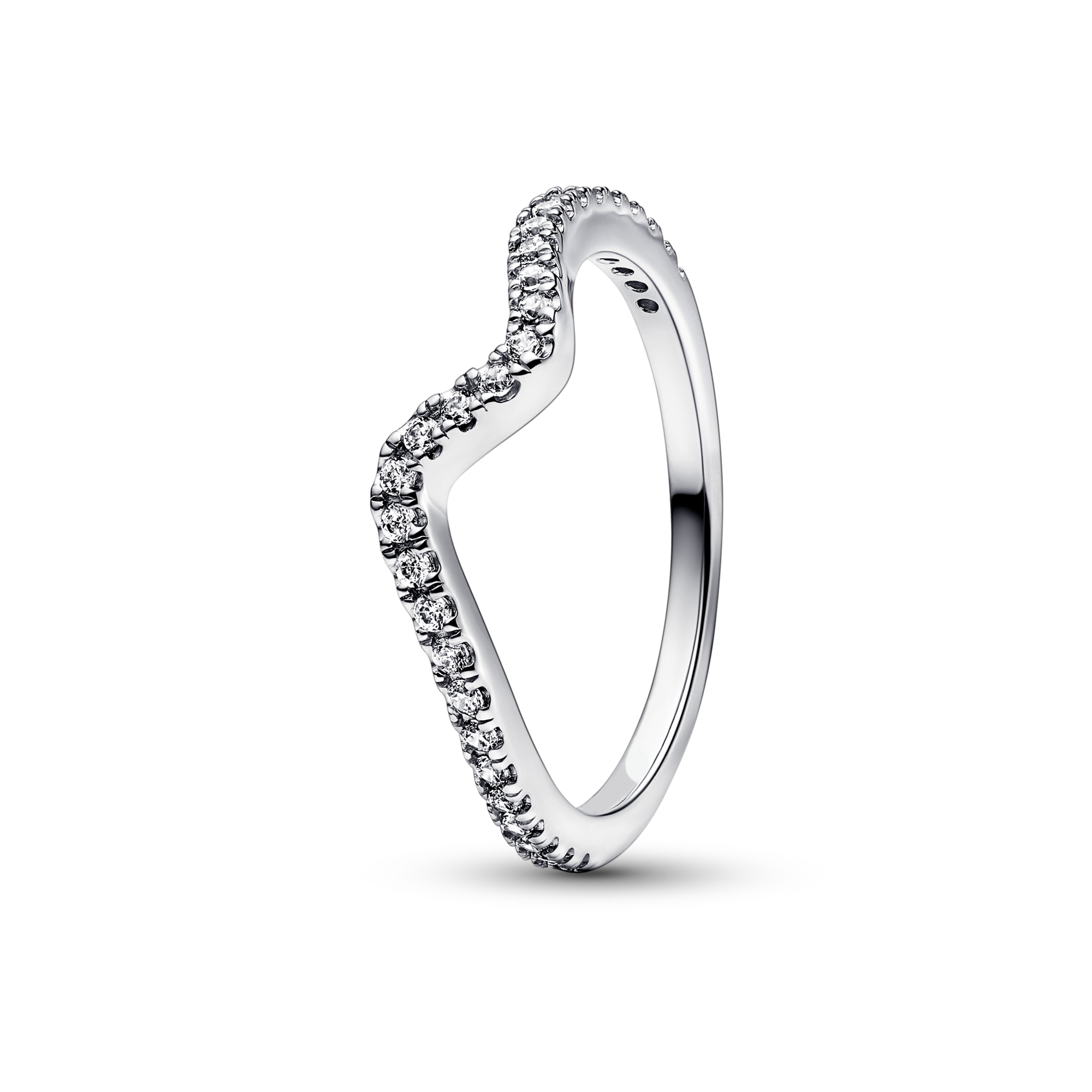 Pandora Anello Onda Pietre Luminose - Argento