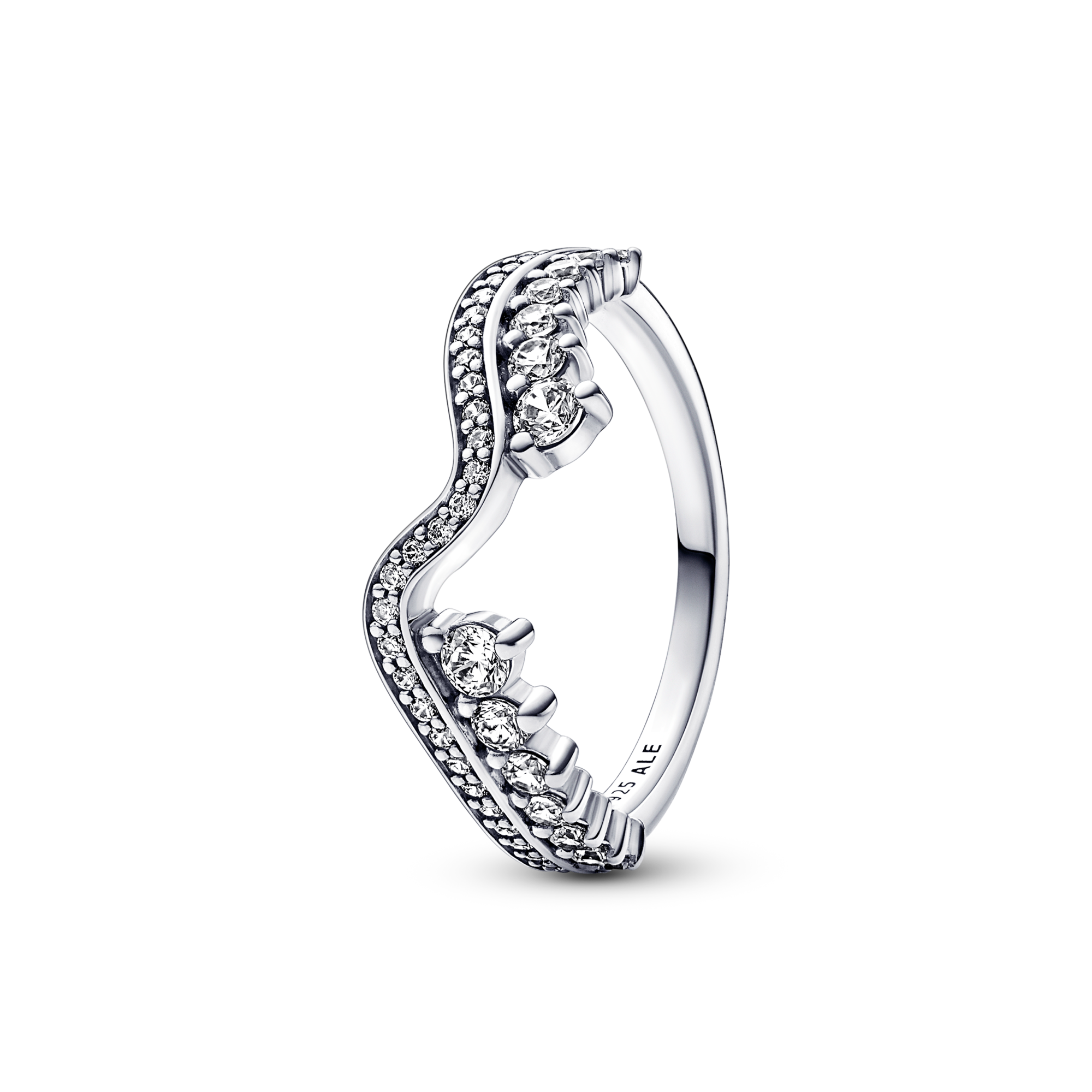 Pandora Anello Onda Asimmetrica Pietre Luminose