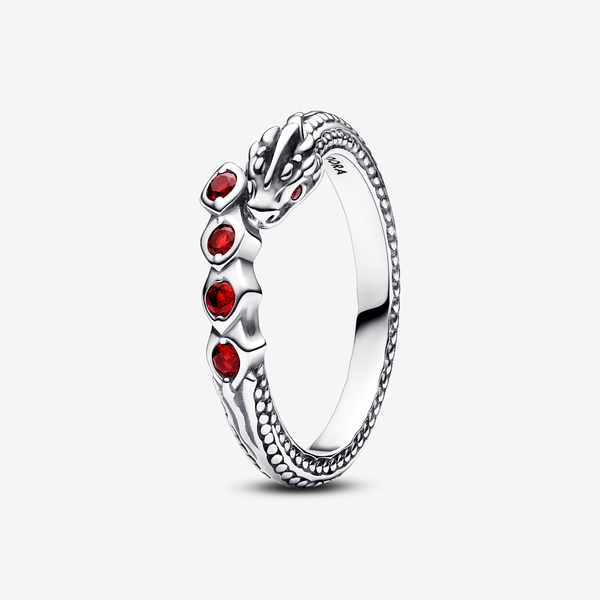 Pandora il trono di spade, anello drago - argento sterling 925 / cristallo creato dall’uomo / rosso - sz. 50