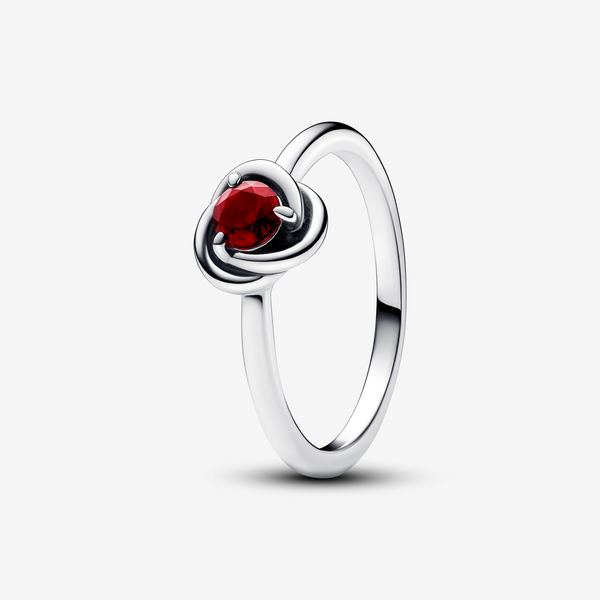 Pandora Anello Cerchio Eterno Rosso Scuro Gennaio - Argento Sterling 925 / Cristallo creato dall’uomo / Rosso - Sz. 60