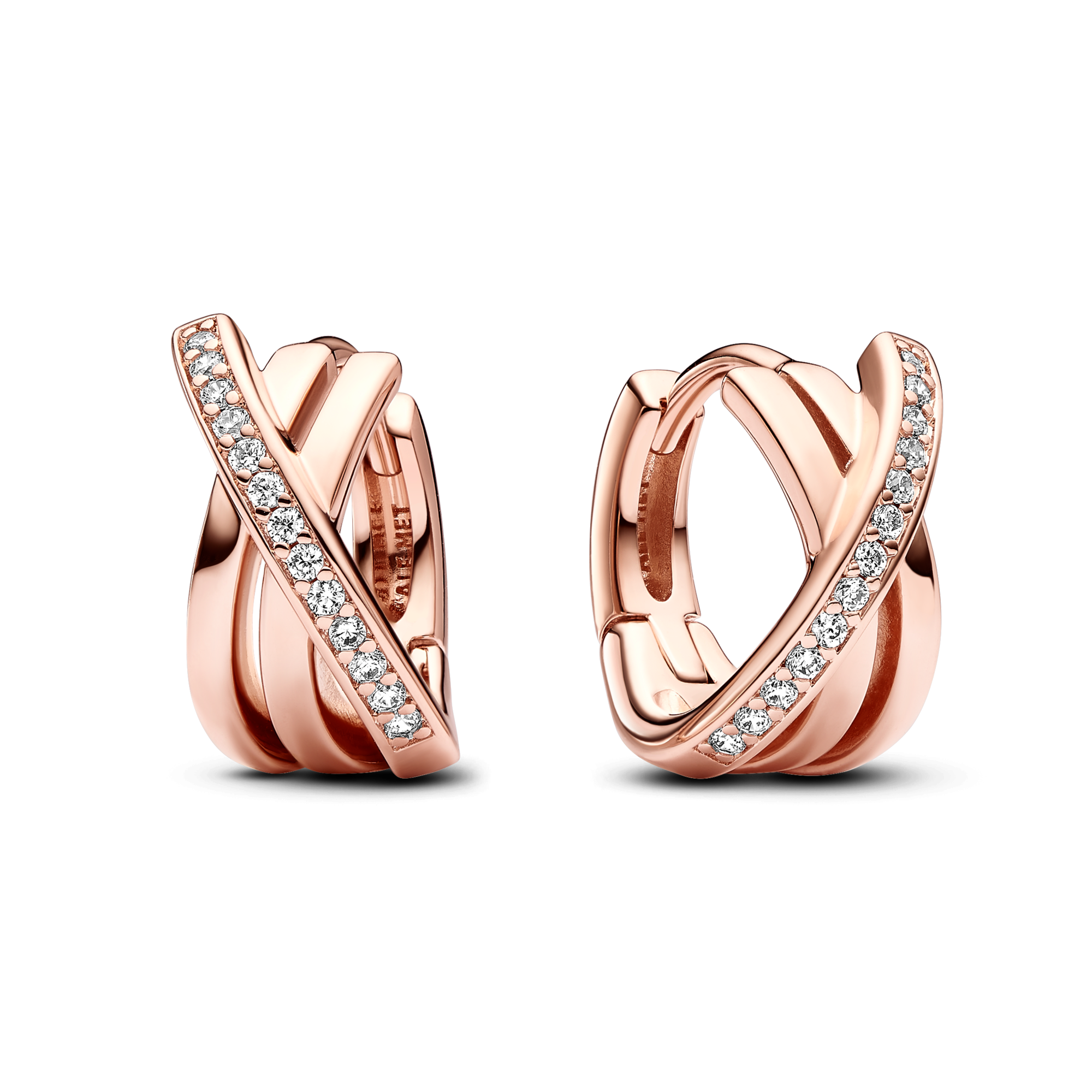 Pandora Orecchini Cerchi Linee Intrecciate