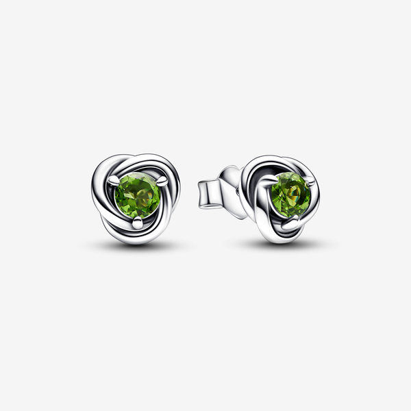 Pandora Orecchini Cerchi Eterni Verdi Agosto - Argento Sterling 925 / Cristallo creato dall’uomo / Verde chiaro