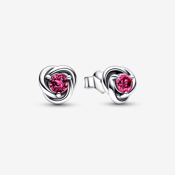 Pandora Orecchini Cerchi Eterni Rosa Ottobre - Argento Sterling 925 / Cristallo creato dall’uomo / Rosa