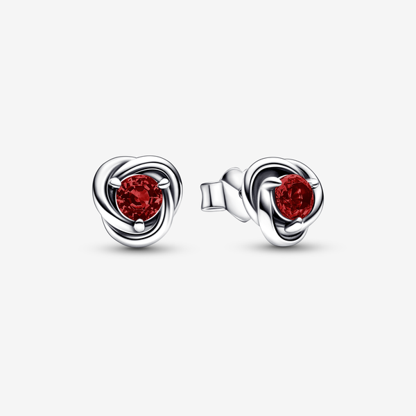 Pandora Orecchini Cerchi Eterni Rosso Scuro Gennaio - Argento Sterling 925 / Cristallo creato dall’uomo / Rosso