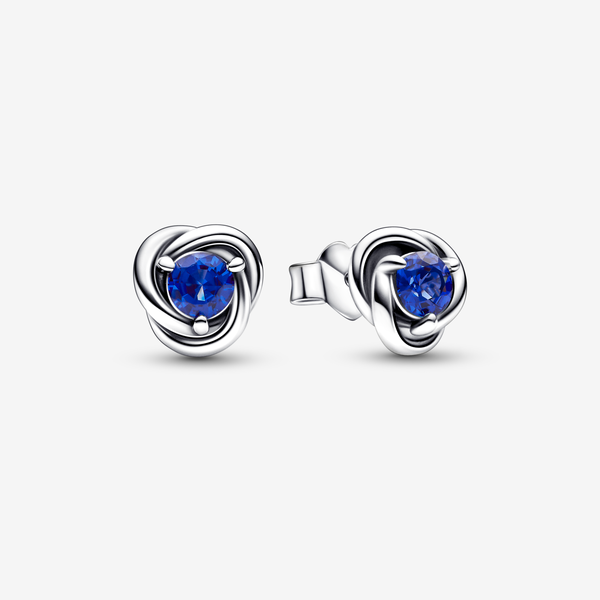Pandora Orecchini Cerchi Eterni Blu Settembre - Argento Sterling 925 / Cristallo creato dall’uomo / Blu