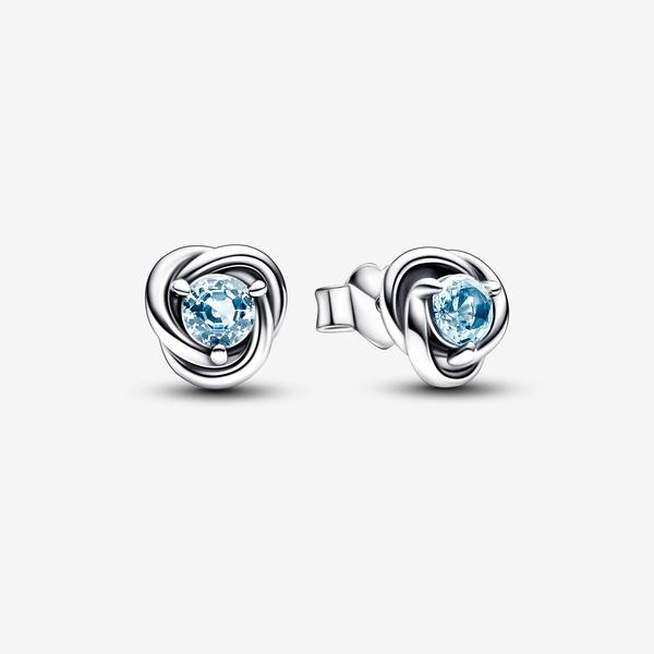 Pandora Orecchini Cerchi Eterni Azzurri Marzo - Argento Sterling 925 / Cristallo creato dall’uomo / Azzurro