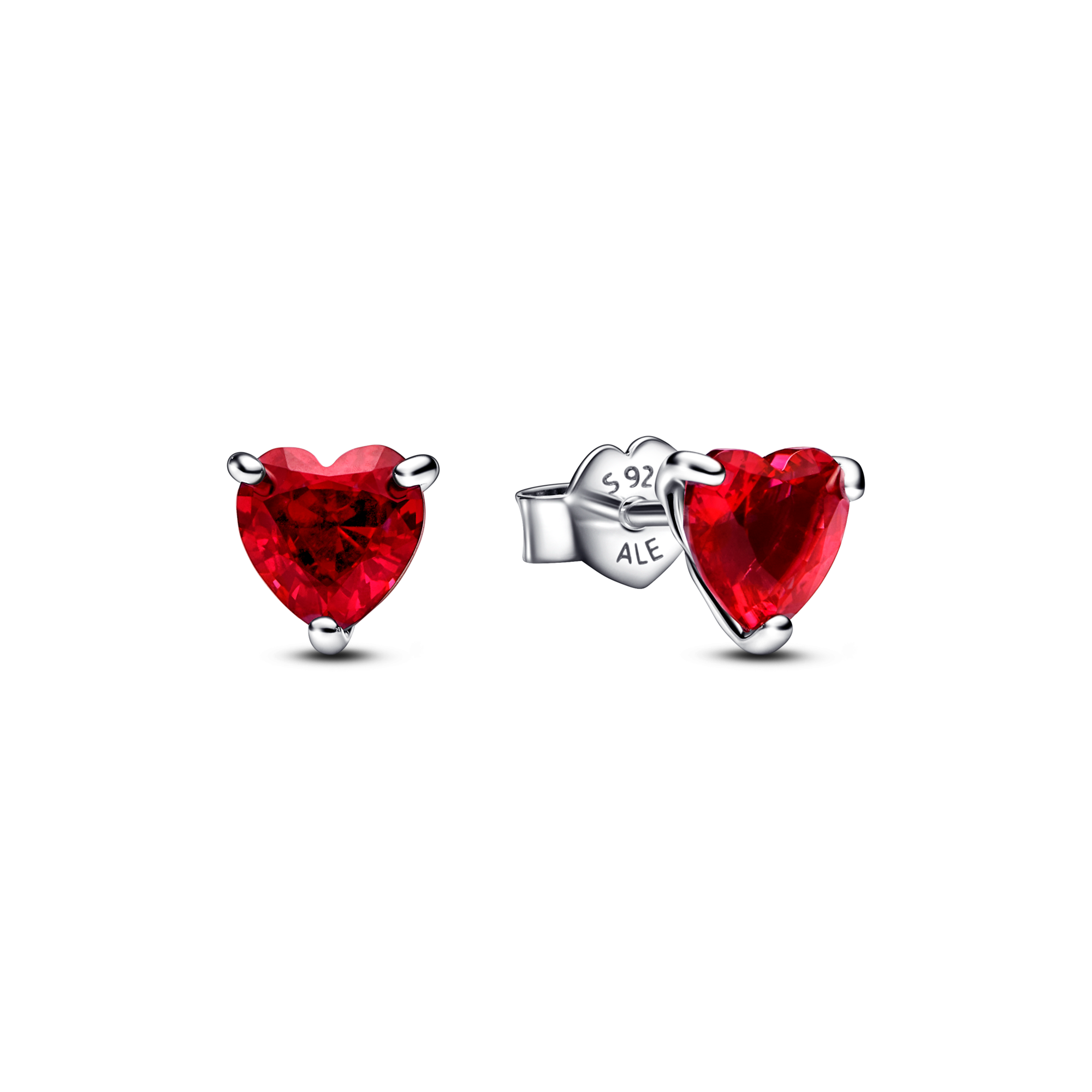 Pandora Orecchini a lobo Cuori Rossi - Argento