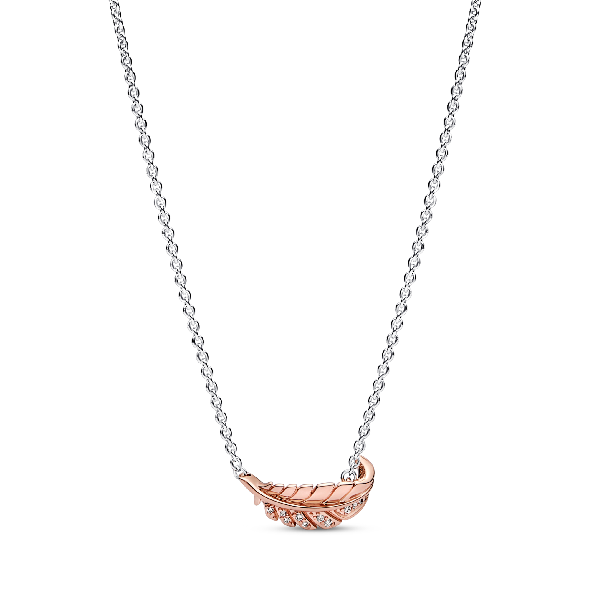 Pandora Collana Piuma con Pietre - Argento