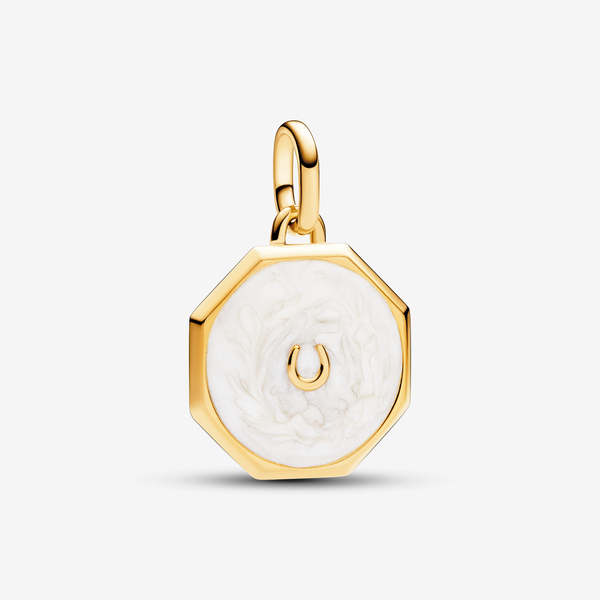 Charm Medallion Ferro di Cavallo Pandora ME - Smalto / Esclusiva lega metallica con placcatura in Oro 14K / Bianco