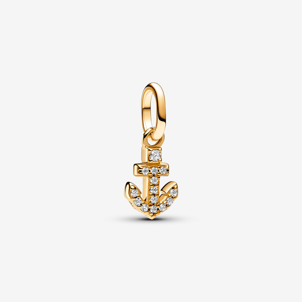 Charm Mini Pendente Anchor Pandora ME - Esclusiva lega metallica con placcatura in Oro 14K / Zirconia cubica