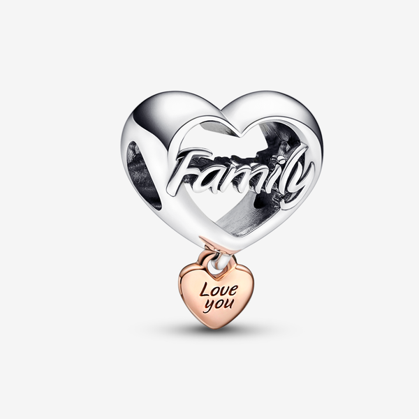 Pandora Charm Openwork Family - Esclusiva lega metallica in Argento Sterling 925 con placcatura in Oro rosa 14K