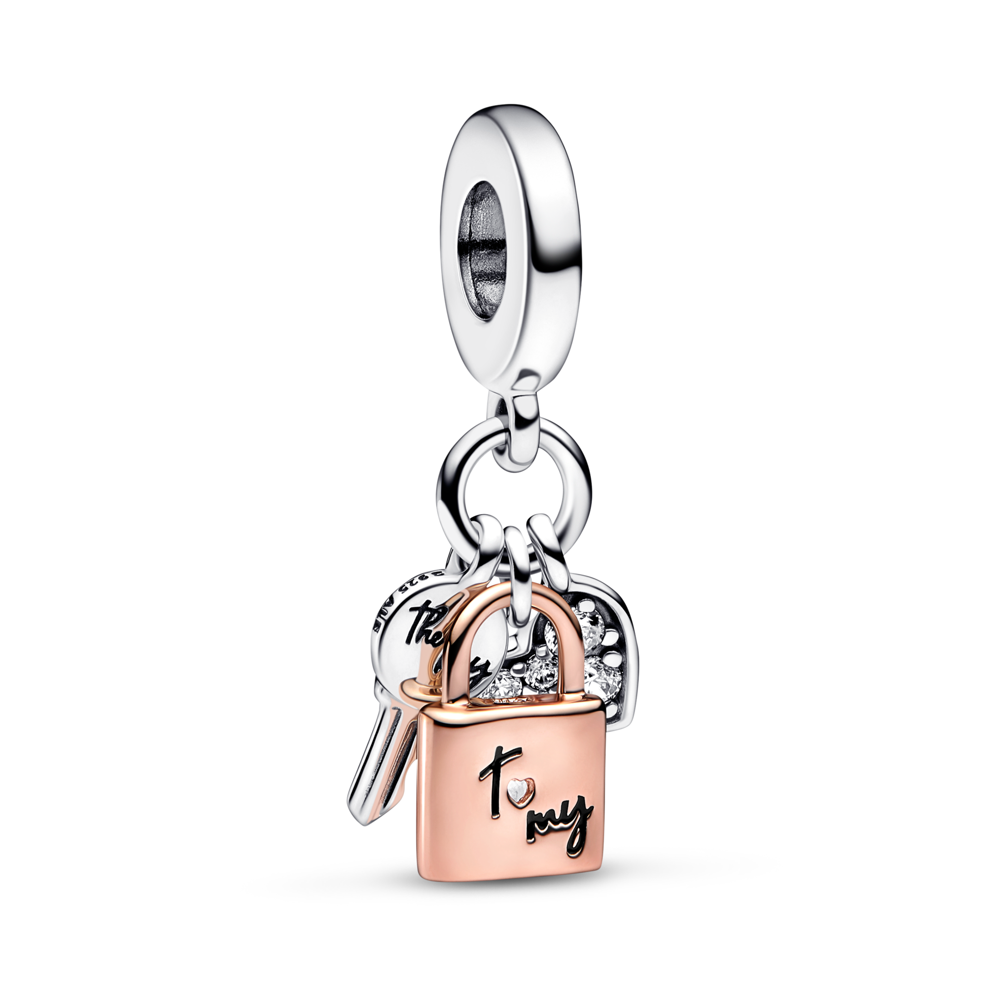 Pandora Charm Pendente Chiave, Lucchetto e Cuore