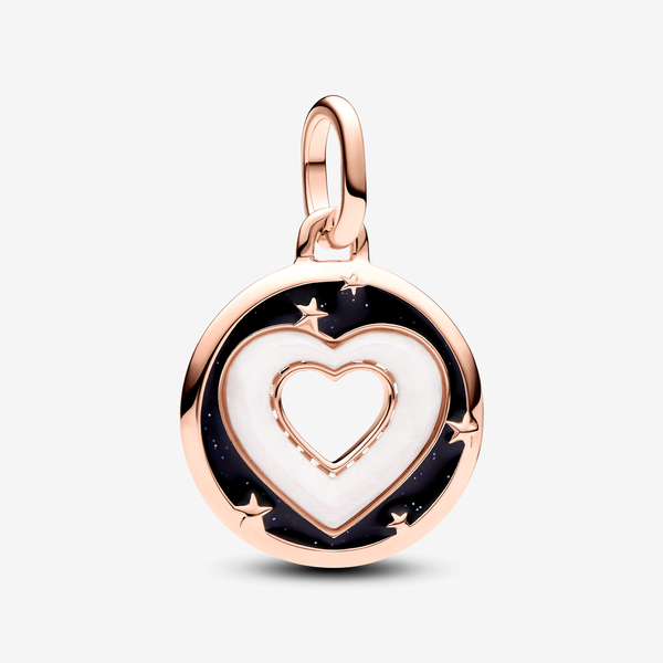 Charm Medallion Hearts Pandora ME - Smalto / Esclusiva lega metallica con placcatura in Oro rosa 14K / Bianco