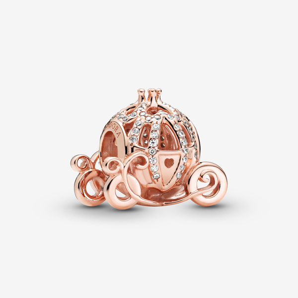 Pandora Disney, charm La Carrozza Scintillante di Cenerentola - Esclusiva lega metallica con placcatura in Oro rosa 14K / Zirconia cubica