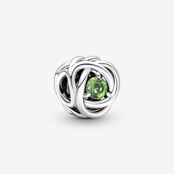 Pandora Charm Cerchio Eterno Verde Agosto - Argento Sterling 925 / Cristallo creato dall’uomo / Verde chiaro