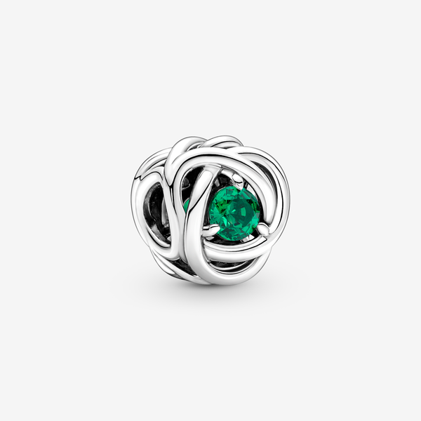 Pandora Charm Cerchio Eterno Verde Scuro Maggio - Argento Sterling 925 / Cristallo creato dall’uomo / Verde