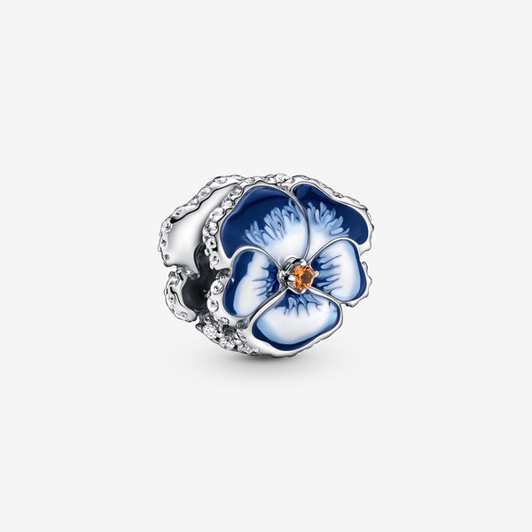 Pandora Charm Viola del pensiero Blu - Smalto / Argento Sterling 925 / Mix di pietre / Blu