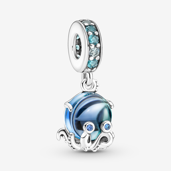 Pandora Charm Pendente Polpo Vetro di Murano - Vetro / Argento Sterling 925 / Cristallo creato dall’uomo / Blu