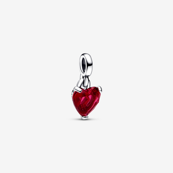 Charm Mini Pendente Broken Heart Pandora ME - Argento Sterling 925 / Cristallo creato dall’uomo / Rosso