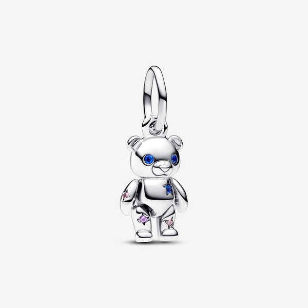 Pandora Charm Pendente Orsetto Teddy con Zampe Mobili - Argento Sterling 925 / Mix di pietre / Multicolore